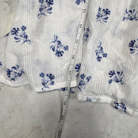 Joie White & Blue Floral Cotton Tank Women's Medium Lace Cottagecore Coastal - Picture 4 of 11